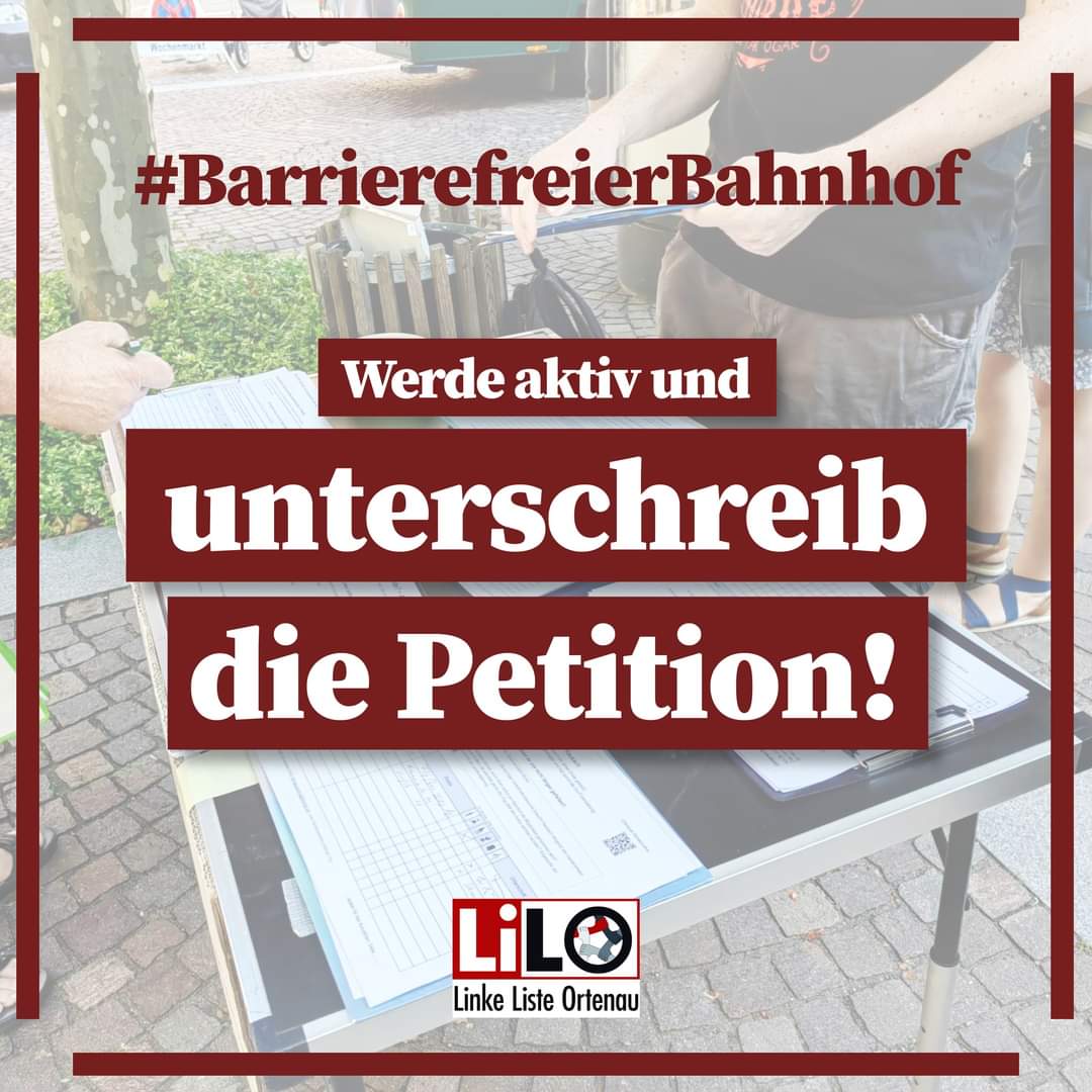 Linke Liste Ortenau - LiLO!
#BarrierefreierBahnhof

Werde aktiv und unterschreib die Petition!